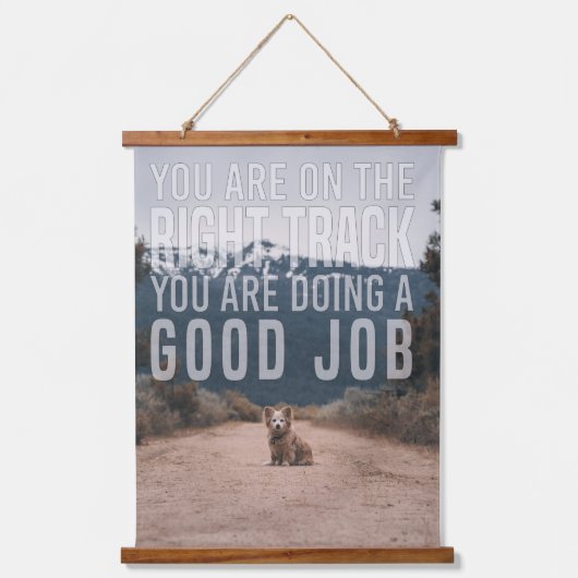 自己やる気を起こさせる肯定のための引用文、犬の恋人 吊り下げ型タペストリー (正面)