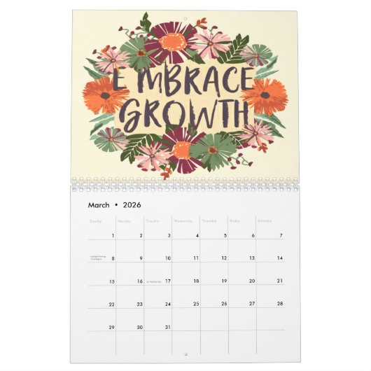 自己ゴール引用文クラシックBOHOをテーマにした年 カレンダー (3月 2026)