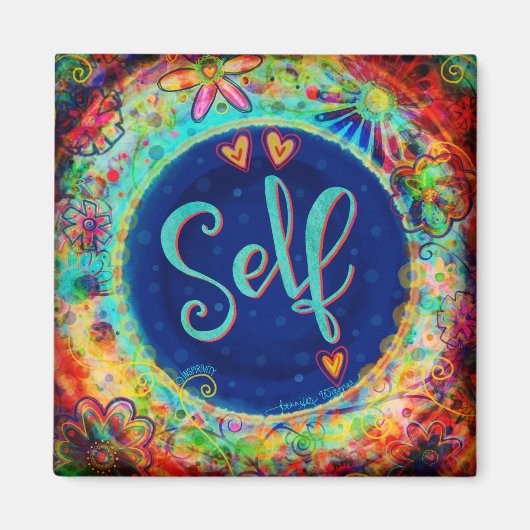 自己ハートかわいらしフローラカラフル検査 マグネット (正面)