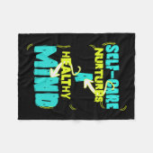 自己健康気に心ステッカー フリースブランケット (正面(横))