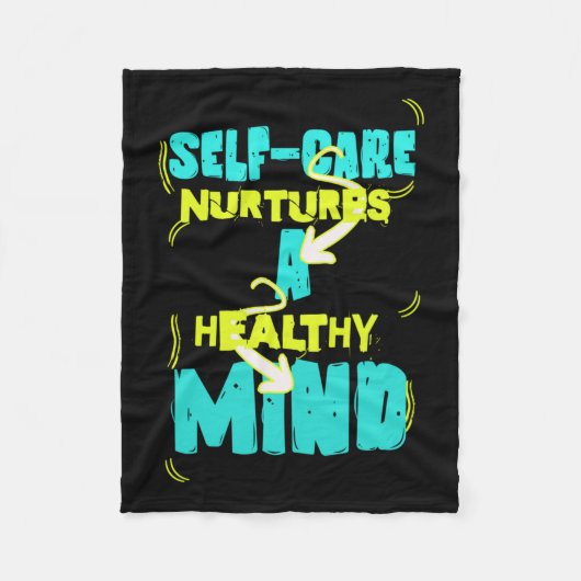 自己健康気に心ステッカー フリースブランケット (正面)