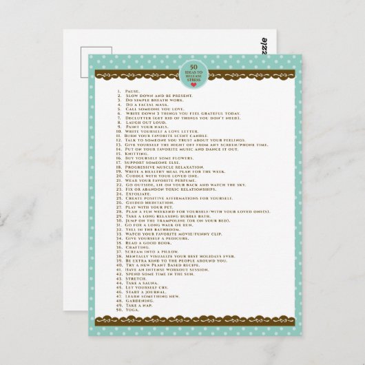 自己動機気に付けターコイズ水玉模様 ポストカード (正面/裏面)