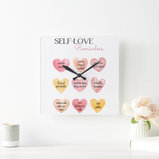 自己愛の肯定引用文ウォールクロック スクエア壁時計 (ホーム)