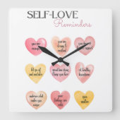 自己愛の肯定引用文ウォールクロック スクエア壁時計 (正面)