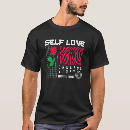 自己愛 – 悲しい美的エディなストリートウェア Tシャツ (正面)