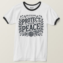 自己気に保護平和メンズリンガーTシャツ
