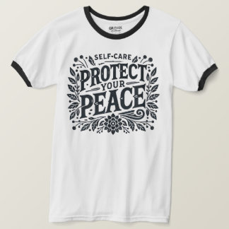自己気に保護平和メンズリンガーTシャツ Tシャツ
