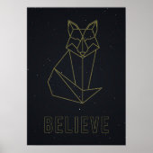 自己肯定気にポスター黄折り紙狐 ポスター (正面)