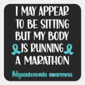 自律神経障害ポットターコイズリボン自律神経障害 スクエアシール (正面)