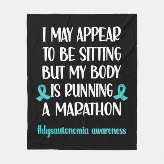 自律神経障害ポットターコイズリボン自律神経障害 フリースブランケット (正面)