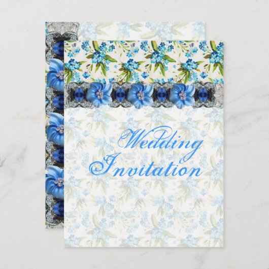 自忘れ分の結婚式招待状カード 招待状 (正面/裏面)