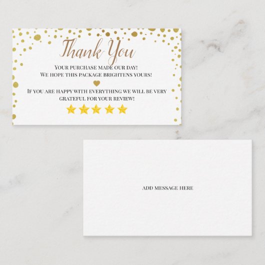 自感謝してい家製の金ゴールドハート 名刺 (正面/裏面)