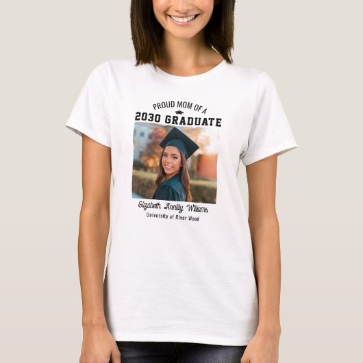 自慢のママ シニアカスタム年卒業写真親 Tシャツ (正面)