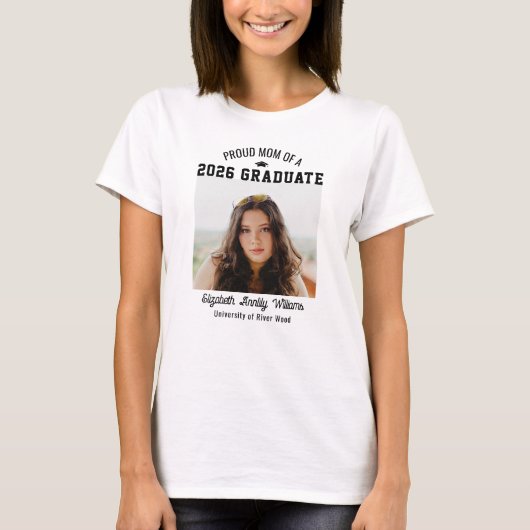 自慢のママ シニアカスタム年度卒業写真親 Tシャツ (正面)