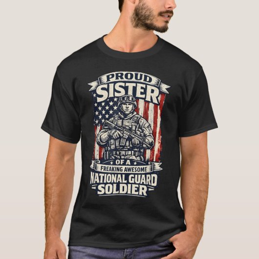 自慢の姉妹 国防兵 軍人 Tシャツ (正面)