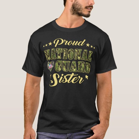 自慢の州兵の姉妹のドッグタグのハート Tシャツ (正面)