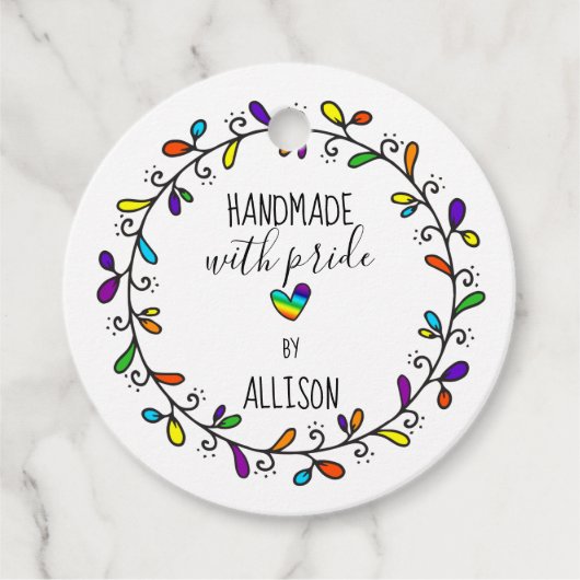 自慢の手作り虹色 🌈 ハンドメイド2面ハンギング フェイバータグ (正面)