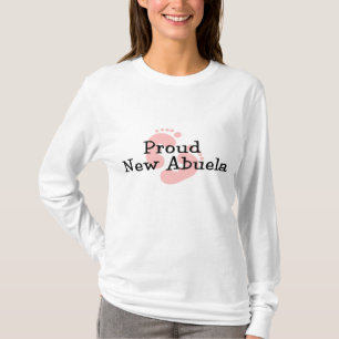 自慢の新しいおばあちゃん 女の赤ちゃんの足跡 Tシャツ