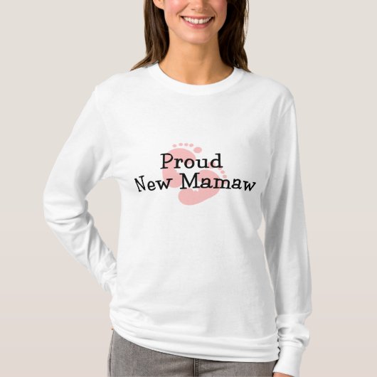 自慢の新しいママオウの赤ちゃんの足跡 女の子 Tシャツ (正面)