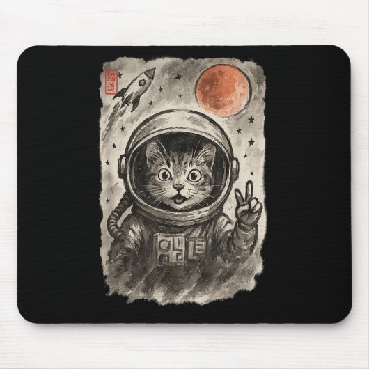 自撮おもしろい撮宇宙子猫Lov マウスパッド (正面)