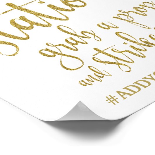 自撮りステーション金ゴールドグリッター結婚8x10のサイン ポスター