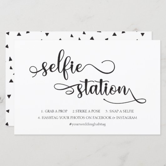 「自撮りステーション」白黒トレンディー結婚のサイン (正面/裏面)