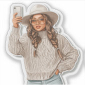 自撮りファッショニスタステッカー シール (正面)