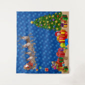 自撮り写真クリスマスサンタギフトドロップ タペストリー (正面)