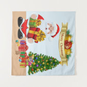 自撮り写真クリスマスサンタツリーキッズバックグラウンド タペストリー (正面(横))