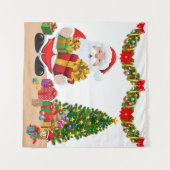 自撮り写真クリスマスサンタツリーキッズバックグラウンド タペストリー (正面(横))