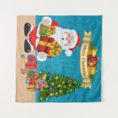 自撮り写真クリスマスサンタツリーキッズバックグラウンド タペストリー (正面(横))