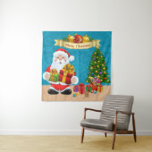 自撮り写真クリスマスサンタツリーキッズバックグラウンド タペストリー (インサイチュ)