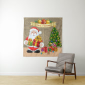 自撮り写真クリスマスサンタツリーキッズ タペストリー (インサイチュ)