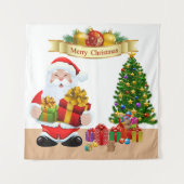 自撮り写真クリスマスサンタツリーパーティー背景 タペストリー (正面)