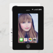 自撮り卒業パーティーの写真 招待状 (正面/裏面)