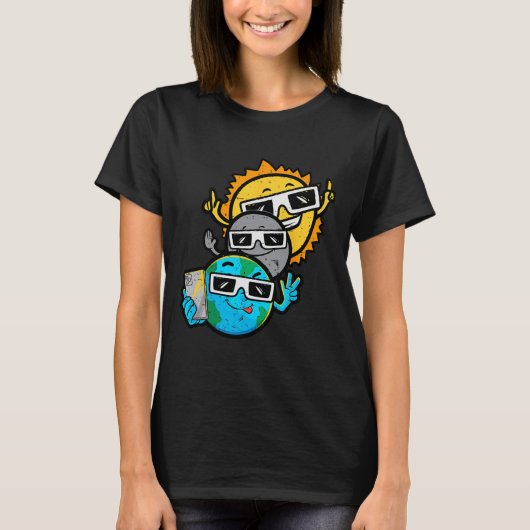自撮り地球の月の太陽チェザー太陽の皆既食2 Tシャツ (正面)