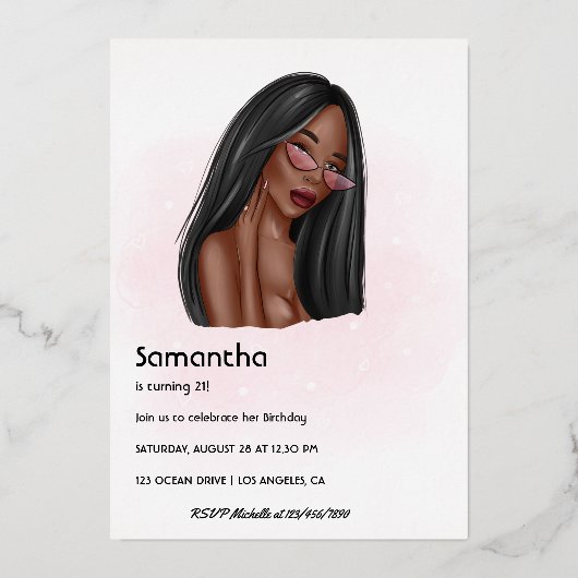 自撮り女の誕生日パーティー 箔招待状 (裏面)