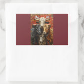 自撮り好き牛 長方形シール (バッグ)