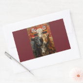 自撮り好き牛 長方形シール (封筒)