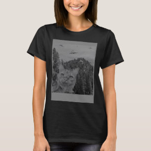 自撮り猫ミームUFO目撃エイリアンヴィンテージポスター Tシャツ