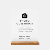 自撮り白の写真結婚ゲストブックのスナップ アクリルサイン (正面)