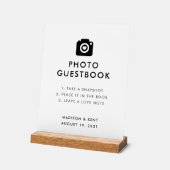 自撮り白の写真結婚ゲストブックのスナップ アクリルサイン (傾斜)