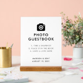 自撮り白の写真結婚ゲストブックのスナップ アクリルサイン (ウェディング)