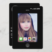 自撮り誕生日パーティーの写真 招待状 (正面/裏面)