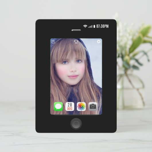 自撮り誕生日パーティーの写真 招待状 (スタンド正面)