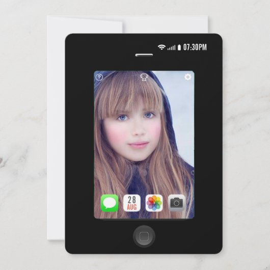 自撮り誕生日パーティーの写真 招待状 (正面)