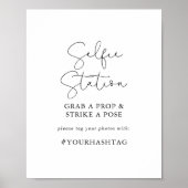 自撮り駅シンプルのエレガント書道標識 ポスター (正面)