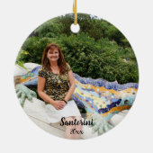 自撮サントリーニ2サイドユニークアモダンート セラミックオーナメント (裏面)