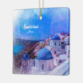 自撮サントリーニGreece 2サイドモダンアート セラミックオーナメント (左)