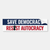 自救治政治に抵抗する民主主義 – アンチトランプ バンパーステッカー (正面)